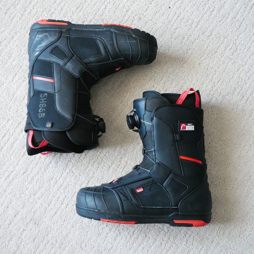 Head 500 Snowboard Boots Mens US 8.5 Black Red BOA Lacing Flex Index 3 26.5cm